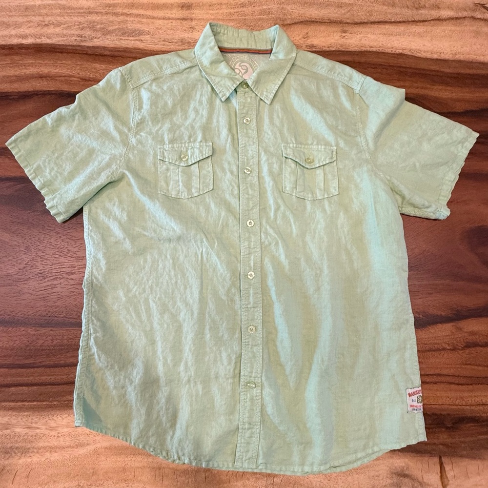 Margaritaville Light Green Short Sleeve Shirt Large